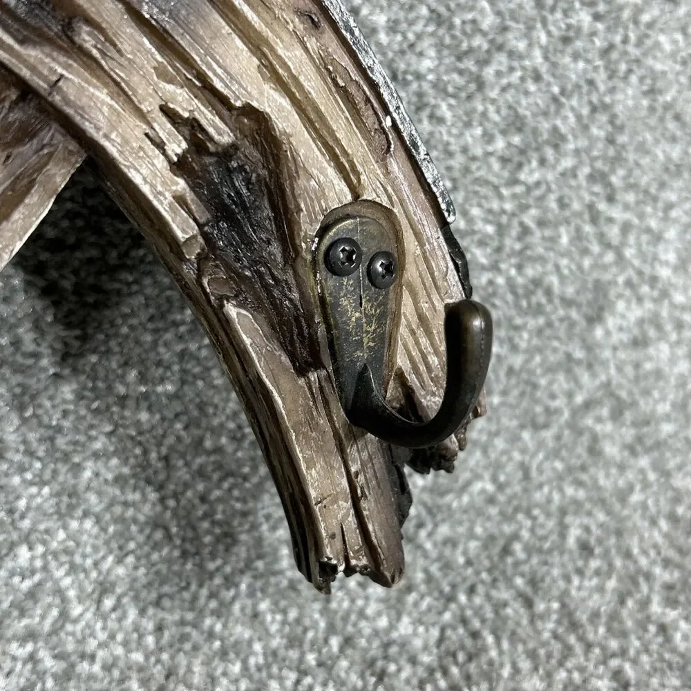 Western Wagon Wheel Horse Saddle Decor Coat Hat Rack with Hooks 14" Wide Heavy - Picture 4 of 12